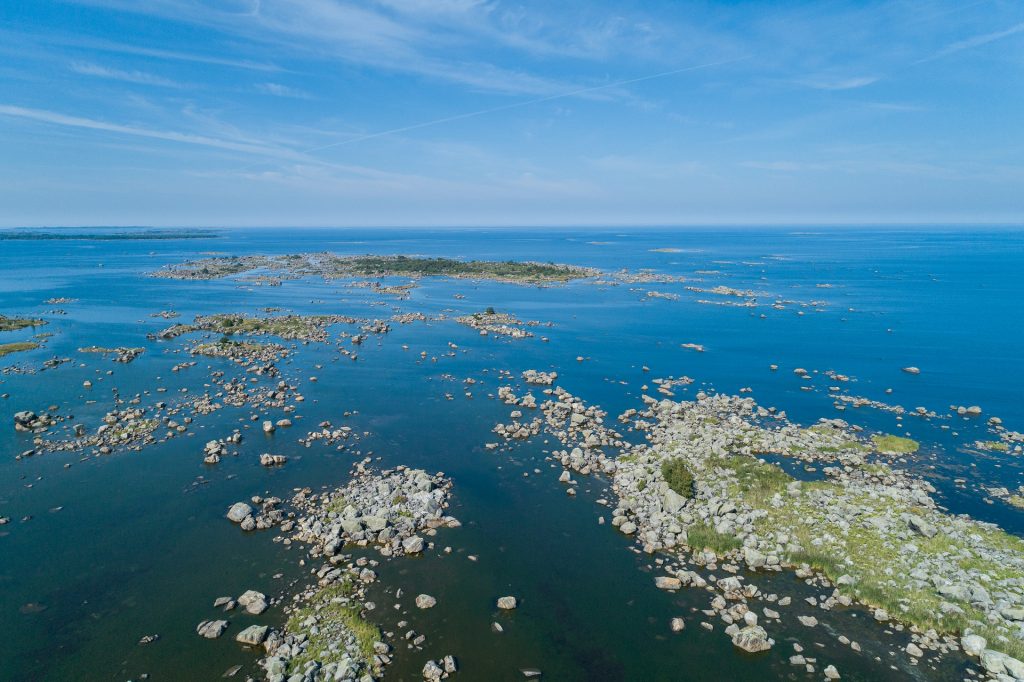 Aerial photograph of boulder terrain.